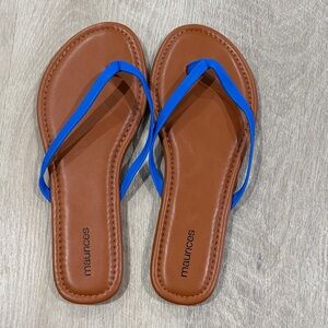 Maurices Tan Sandals with Blue Straps